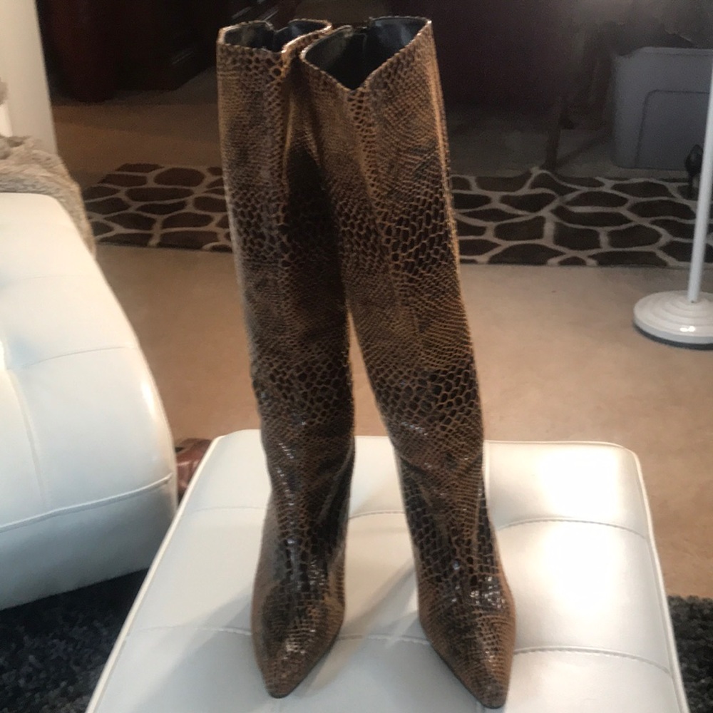 Snake Print Genuine Leather Boots